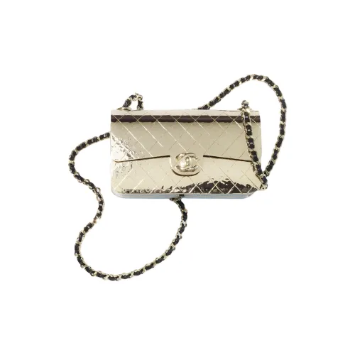 CHANEL Металл Коробка Сумка Вечерняя Сумка Металл Сумка Сумка через плечо Маленькая Сумка через плечо Женская Чистое золото