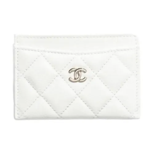 CHANEL Зернистая кожа коровы Картхолдер Женская Белая