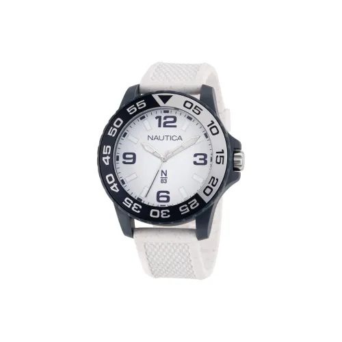 NAUTICA Наручные часы Кварцевый механизм ПУ (полиуретан) Ремешок 45 мм Белый циферблат Мужские часы