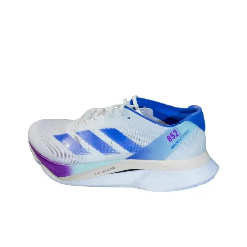 Adidas Adizero Boston 12 Амортизация Устойчивость к истиранию Дышащие Низкие Беговые кроссовки Унисекс Белый Синий