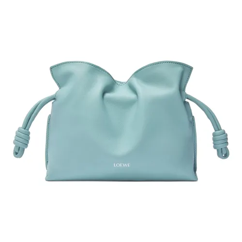 LOEWE Suna Fujita Коллаборация Flamenco Nappa Коровья кожа Одно плечо Через плечо Клатч Мини Женские Аква-синий
