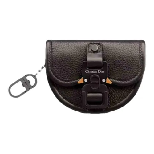 DIOR Чехол для наушников из коровьей кожи маленький мужской черный