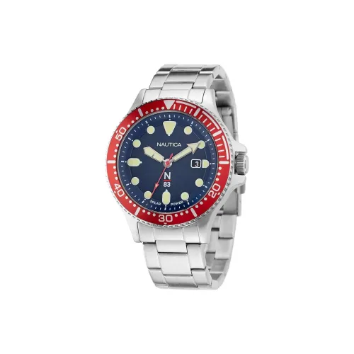 NAUTICA Мужские часы Кварцевый механизм Ремешок из нержавеющей стали 43 мм Синий циферблат