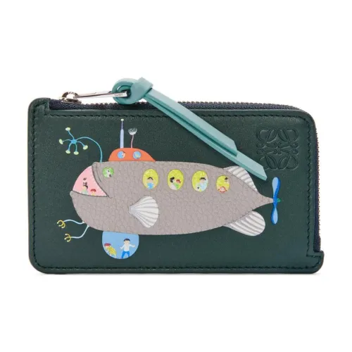 LOEWE Suna Fujita Коллаборация Napa Голень Кожа Картхолдер Унисекс Лесной зеленый