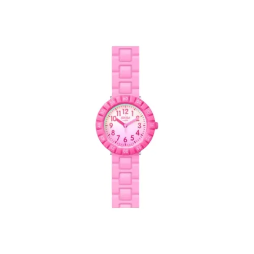 Swatch Quartz Механизм Детские часы 36,7 мм Розовый циферблат Часы Пластиковый корпус Часы Силиконовый ремешок