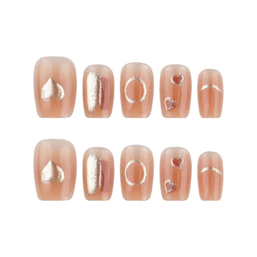 Yun Yue Joe Fashion Minimalist Style Металл Сердце Смешанный Осветляющий Апельсин Градиентный False Nail Короткий LADDER 15 мм