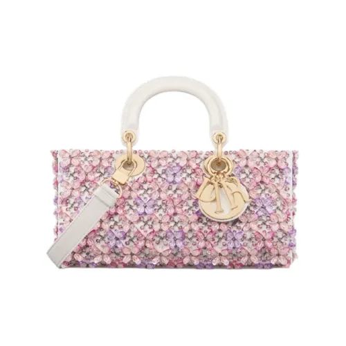 DIOR LADY D Joy Хлопок Сумка Lady Dior Сумка через плечо Сумка среднего размера Женская Розовая и Белая