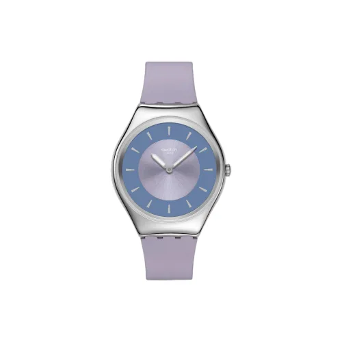 Swatch Essentials Collection Кварцевый механизм Унисекс Часы 38 мм Фиолетовый Циферблат Корпус из нержавеющей стали Силиконовый ремешок