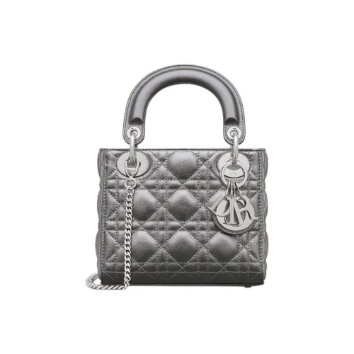 DIOR Lady Dior Телячья кожа Сумка Lady Dior Сумка через плечо Сумка Мини Women's Silver