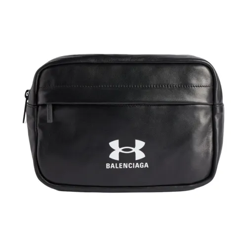 Balenciaga Under Armour Collaboration Гладкая овчина Туалетная сумка Мужская Черная