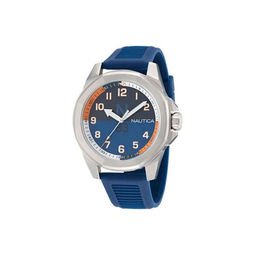 NAUTICA Наручные часы Кварцевый механизм ПУ (полиуретан) Ремешок 46 мм Синий циферблат Мужские часы