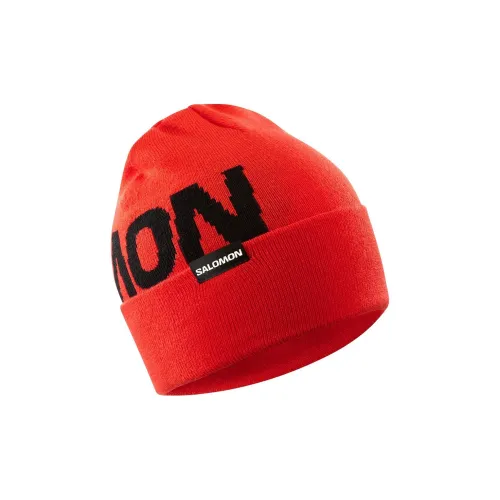 SALOMON Акриловые шапки-бини унисекс красного цвета