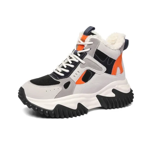 Golden Silk Rabbit Высокий Топ Толстая Подошва Кроссовки Женские