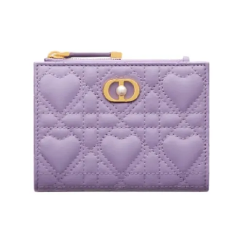 DIOR Jolie Сердце-образный узор лозы кошелек из овечьей шкуры женский светло-фиолетовый