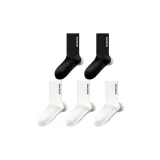 Чисто Белый+Чисто Белый+Чисто Белый+Чисто Черный+Чисто Черный[7A Антибактериальный 100% Хлопок]5 Упаковка Набор