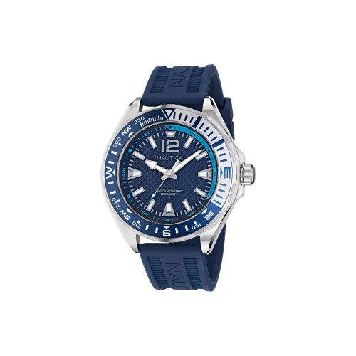 NAUTICA Мужские часы Кварцевый механизм Силиконовый ремешок 48 мм Синий циферблат
