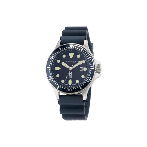 NAUTICA Наручные часы Солнечный кварцевый механизм ПУ (полиуретан) ремешок 43 мм Синий циферблат Унисекс