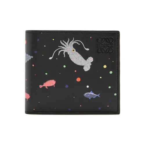 LOEWE Suna Fujita Коллаборация Napa Голень Кожа Монета Кошелек Унисекс Черный