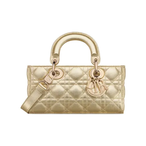 DIOR LADY D Joy Телячья кожа Сумка Lady Dior Сумка через плечо Сумка Маленькая Женская Золотая
