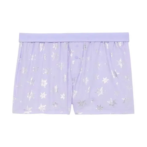 Victoria's Secret Розовый Фланель Boxy Пижамные Штаны Шорты Фиолетовый Cloud Foil Stars Пижамные Штаны Женские Фиолетовый