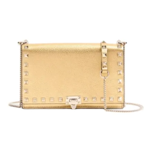 Valentino Рельефная Телячья Кожа Сумка через плечо Сумка на плечо Женская Золотая