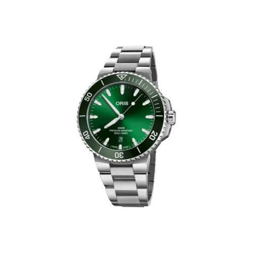 Oris Автоматический Механический Механизм Унисекс Часы 43,5 мм Зеленый Циферблат Корпус из Нержавеющей Стали Ремешок из Нержавеющей Стали