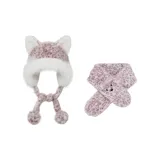 Шапки и кепки фиолетового цвета с леопардовым принтом + шарф [комплект из двух предметов]