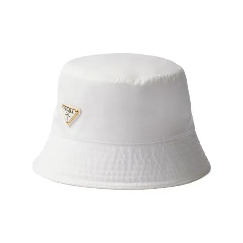 PRADA Переработанный нейлон Эмаль Шляпы ведра Женские Белые