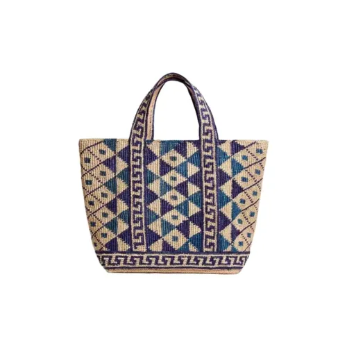 Vanessa Bruno Raffia Tote Bag Shopping Bag Large Women's Blue Multicolor