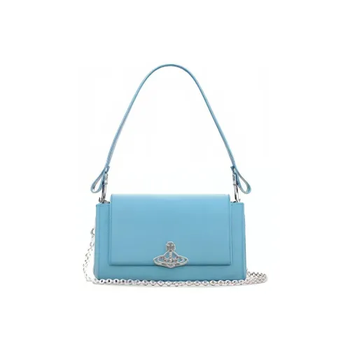 Vivienne Westwood Hazel Коровья кожа Сумка через плечо Сумка-багет Сумка на одно плечо Средний размер Женская Синяя