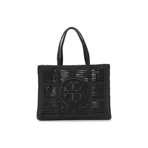 TORY BURCH Ella Raffia с искусственной кожей комбинированная сумка большая женская черная