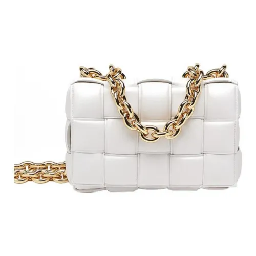 Bottega Veneta Chain Cassette Sheepskin Pillow Bag Handheld Crossbody Bag Shoulder Bag Women's White