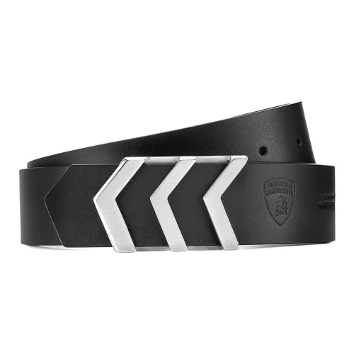 AUTOMOBILI LAMBORGHINI Ремни из коровьей кожи Мужской Черный Ширина 3,4CM