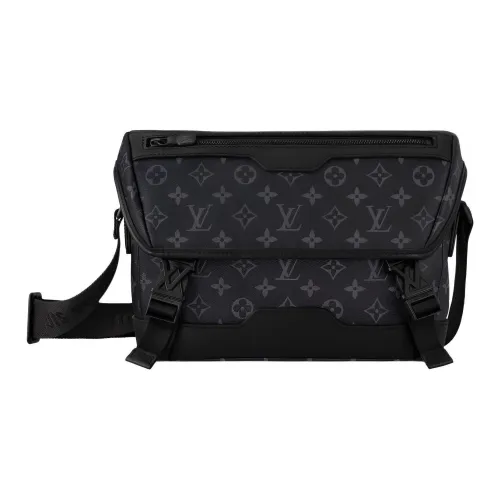LOUIS VUITTON Messenger Voyage Кожаная отделка Сумка через плечо Маленькая Мужская Черная