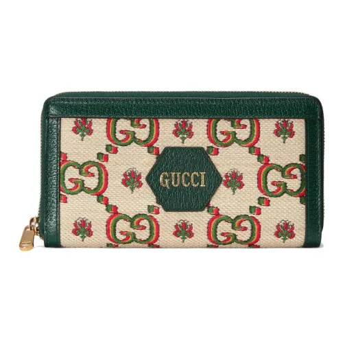 GUCCI Кожа Длинный Кошелек на Молнии Унисекс Бежевый Зеленый