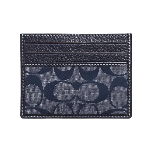 COACH Card Case Ткань с Коровьей Кожей Сумка для документов Картхолдер Мини Женская Деним