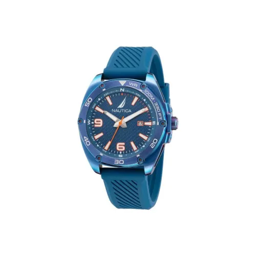 NAUTICA Кварцевые часы механизм силиконовый ремешок 44 мм синий циферблат унисекс