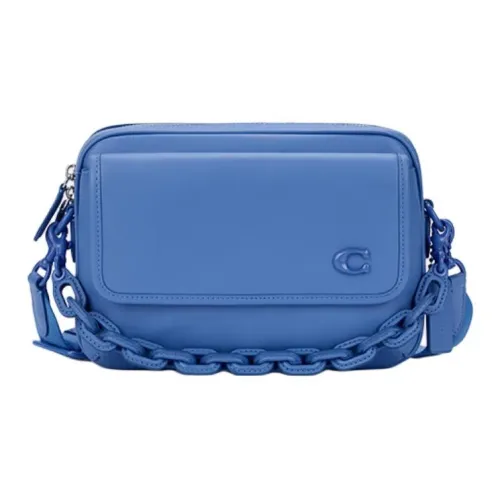 COACH Charter Дубленая кожа с откидной крышкой Сумка через плечо Средняя Мужская Черница Синий