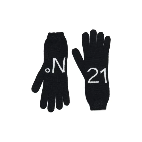 N°21 Шерсть Акрил Чугун Вязаные перчатки Детский Черный