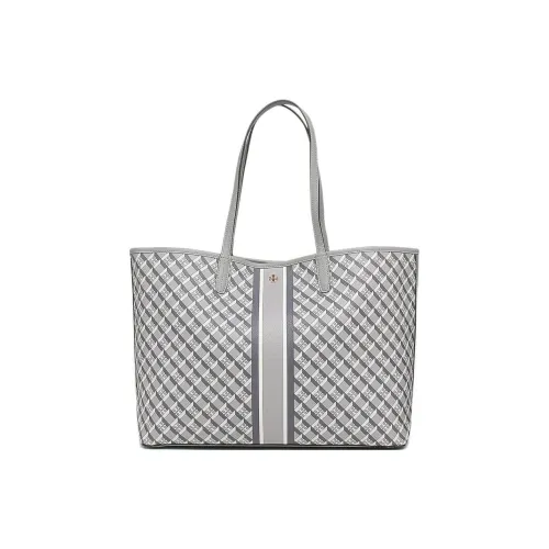 TORY BURCH Perry Покрытый холст Тоут Сумка Сумка для покупок Сумка на плечо Женская Серый Многоцветный