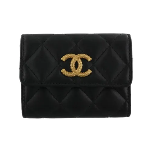 CHANEL Lambskin Wallet Women's Black