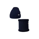 Темно-синий, синий - [Флисовая подкладка] (Без подкладки, шапка + шарф)