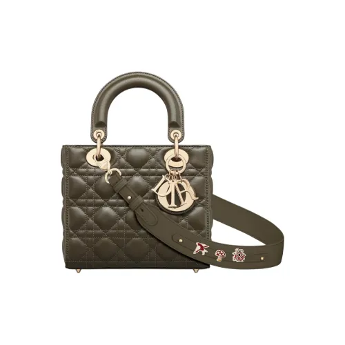 DIOR Lady Dior Lambskin Сумка Lady Dior Сумка через плечо Сумка Маленькая Женская Хаки Зеленая