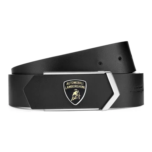 AUTOMOBILI LAMBORGHINI Ремни из коровьей кожи Мужской Черный Ширина 3,4CM