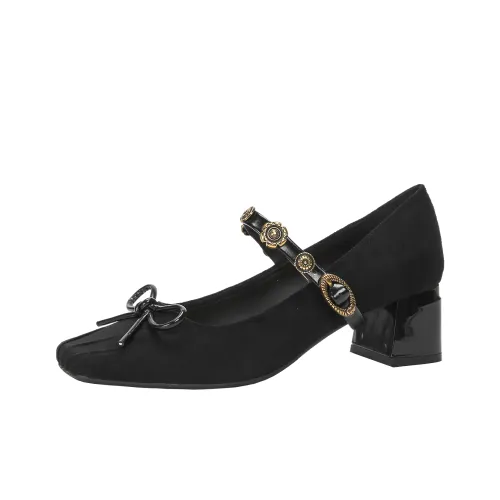 Bamiti Грубый каблук Мэри Джейн туфли 5CM Женские