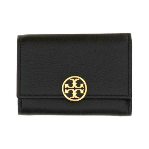 TORY BURCH Miller Пескоструйная кожа Держатель для карт и кошелек Средний Женский Черный