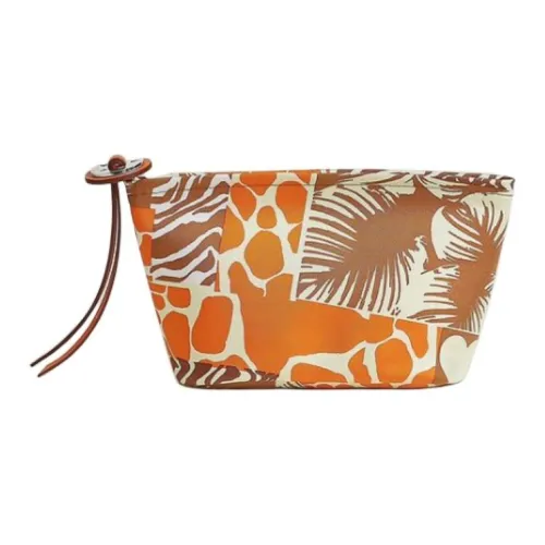 HERMES Шелковый клатч женский оранжевый и многоцветный