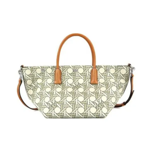 TORY BURCH Холст и кожа Комбинированная сумка-тоут сумка для покупок сумка через плечо портативная маленькая женская сливочного цвета