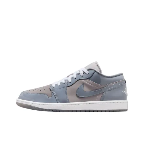 Jordan Air Jordan 1 Slip-resistant Abrasion-resistant Low Top Винтажные баскетбольные кроссовки Унисекс Blue Gray