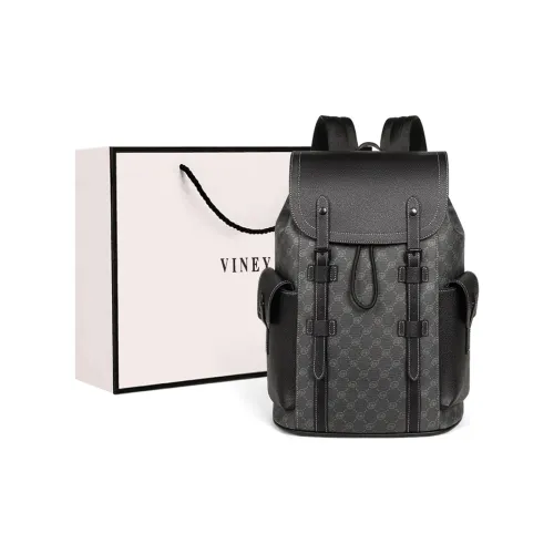 VINEY Синтетическая кожа Двойной плечевой рюкзак Большой Мужской Черный